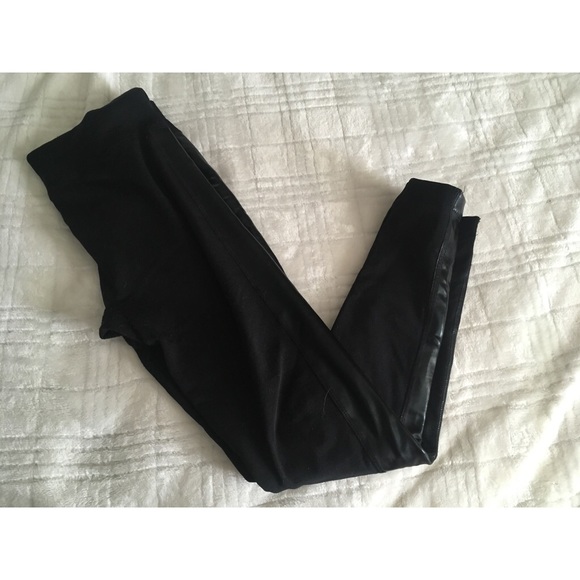 White Fawn Pants - Faux Leather Side Stripe Leggings